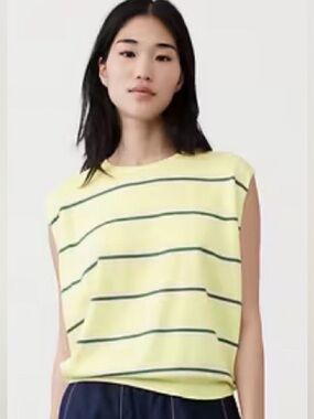 Banana Republic Yellow/Green Stripe Sleeveless Sweater Shell Vest: Size M
